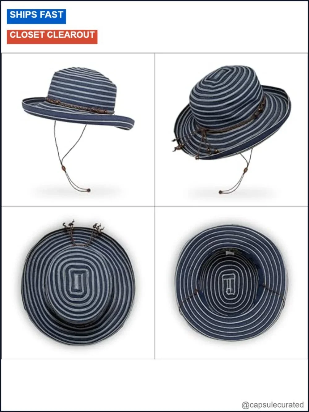 UPF 50+ Packable Sun Hat with Adjustable Slip-Knot and Shapeable 3